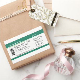 Boarding Pass - Green Rectangular Sticker