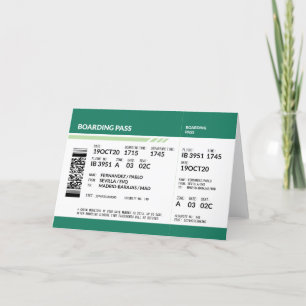 Boarding Pass - Green Thank You Card