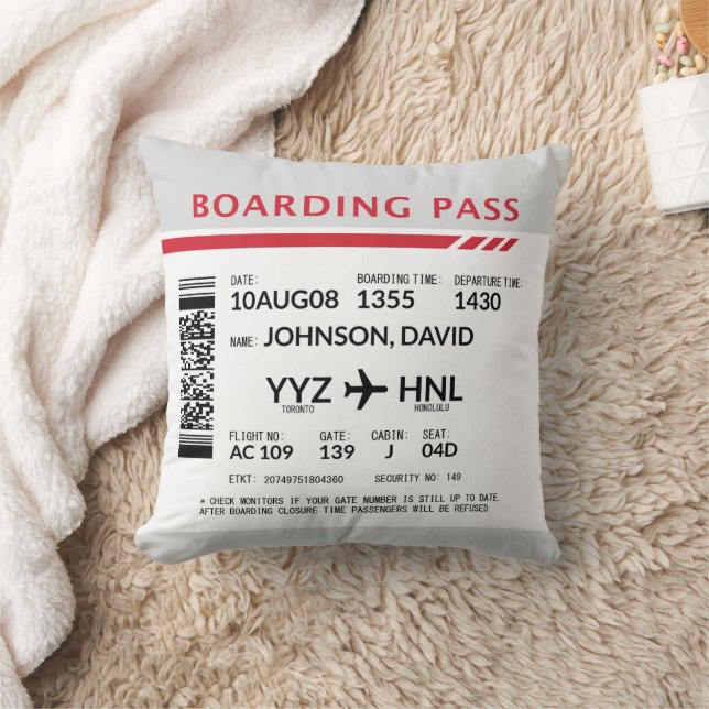 Boarding Pass - Grey Cushion (Blanket)
