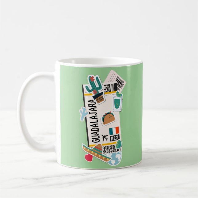 BOARDING PASS GUADALAJARA MEXICO COFFEE MUG (Left)