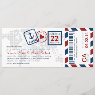 Boarding Pass Nautical Airmail Ticket Invitation
