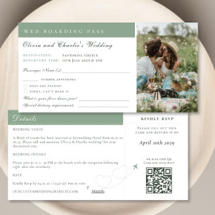 Boarding Pass Photo Qr Code Wedding Destination Holiday Card