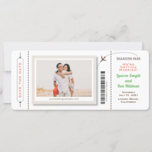 Boarding Pass Photo Save the Date Rounded Corners