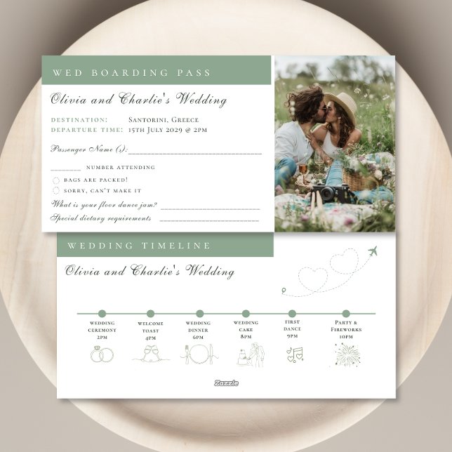 Boarding Pass Photo Wedding Destination Holiday Card (Creator Uploaded)