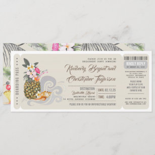Boarding Pass   Pineapple   Beach Engagement Party Invitation