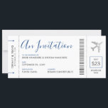 Boarding Pass Plane Ticket Destination Wedding Invitation<br><div class="desc">Simple boarding pass plane ticket travel-themed wedding invitation card with silver and blue accents and a romantic travel lover aeroplane icon logo in the corner can be personalised for a destination wedding anywhere in the world and includes travel details and website information for guests on the back. Many other colours...</div>