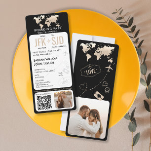 Boarding Pass Plane Ticket Destination Wedding Invitation