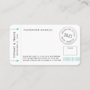 Boarding Pass Plane Ticket Place Card Mini Menu