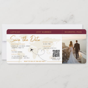 Boarding Pass Plane Ticket Save The Date wedding   Invitation