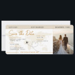 Boarding Pass Plane Ticket Save The Date wedding   Invitation<br><div class="desc">Boarding pass wedding ticket invitation featuring a destination world map,  Wedding Pass,  Destination Wedding,  Passport with QR code Rsvp card.</div>