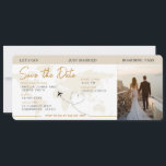 Boarding Pass Plane Ticket Save The Date wedding   Invitation<br><div class="desc">Boarding pass wedding ticket invitation featuring a destination world map,  Wedding Pass,  Destination Wedding,  Passport with QR code Rsvp card.</div>