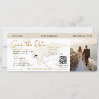 Boarding Pass Plane Ticket Save The Date wedding  