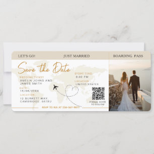 Boarding Pass Plane Ticket Save The Date wedding   Invitation