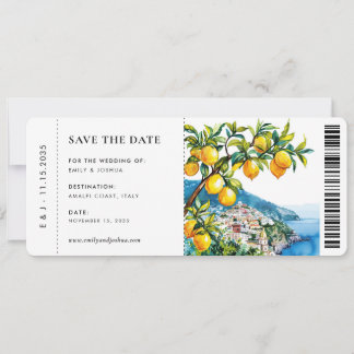 Boarding Pass Positano Amalfi Coast Wedding Save The Date