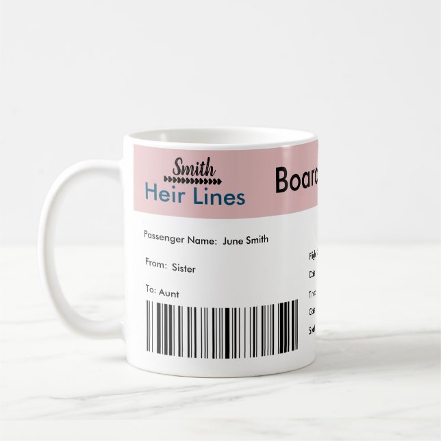 Boarding Pass Pregnancy/Adoption Announcement Mug (Left)
