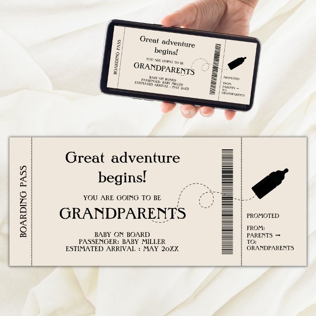 Boarding Pass Pregnancy Announcement For Parents (pregnancy announcement to parents boarding pass, promoted from parents to grandparents)