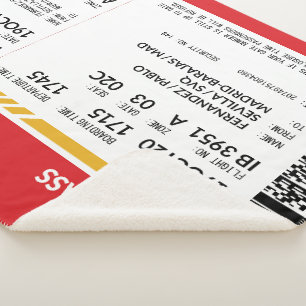 Boarding Pass - Red Sherpa Blanket