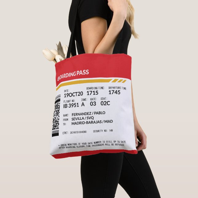 Boarding Pass - Red Tote Bag (Close Up)