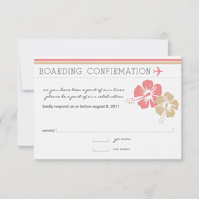 Boarding Pass RSVP Card (Front)