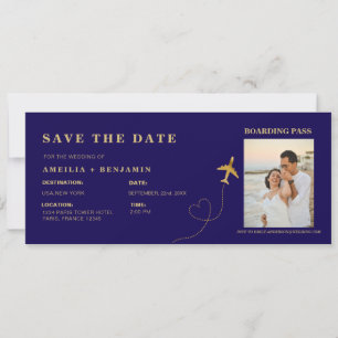 Boarding Pass Save the Date   Destination Wedding  Invitation