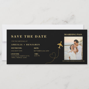 Boarding Pass Save the Date Destination Wedding Invitation