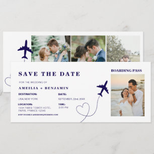 Boarding Pass Save the Date   Destination Wedding  Invitation