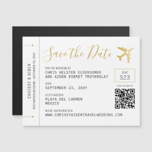 Boarding Pass Save the Date Small Magnetic Card