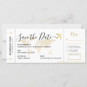 Boarding Pass Save the Date with Attached RSVP
