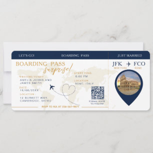 Boarding Pass Surprise Airline Ticket wedding   Invitation