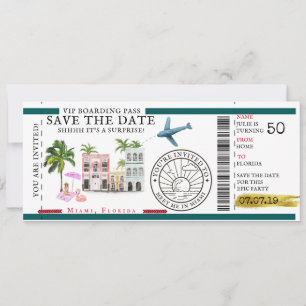 Boarding Pass Surprise Destination Birthday Invitation