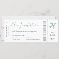 Boarding Pass Ticket Destination Soft Green Invita