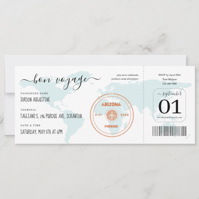 Boarding Pass Ticket Going Away Party Invitation (Front)