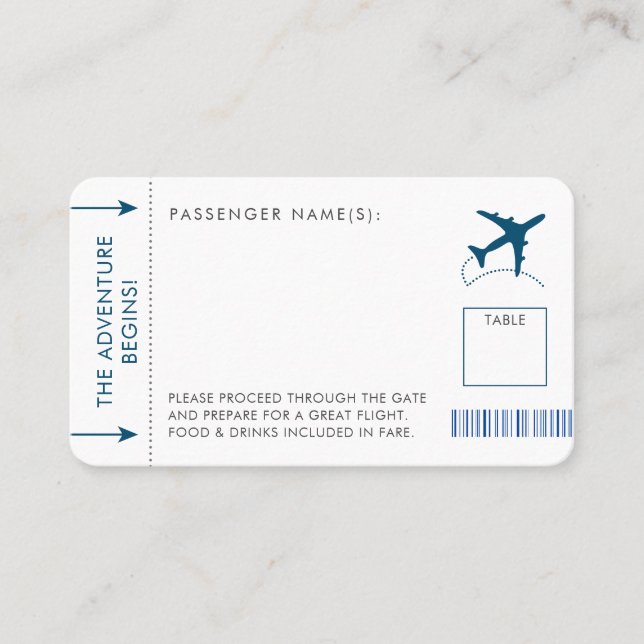 Boarding Pass Ticket Style Place Card - Any Event (Front)