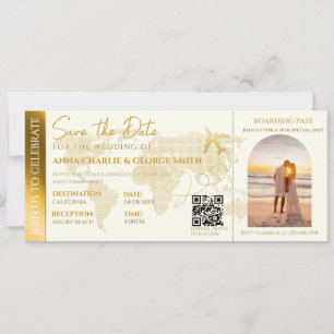  Boarding Pass Ticket With Photo wedding Invitation