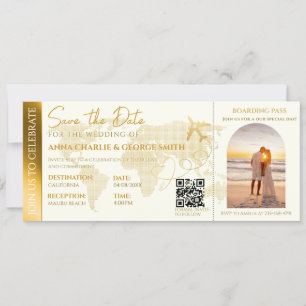  Boarding Pass Ticket With Photo wedding Invitation