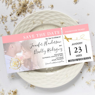 Boarding Pass Tickets   Save the Date Photo Invitation