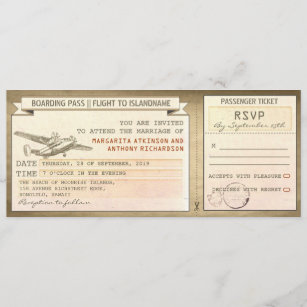 boarding pass tickets -vintage wedding invitations