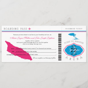 Boarding Pass to Aruba Wedding Invitation