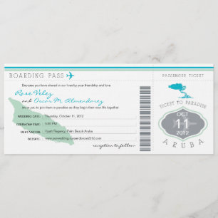 Boarding Pass to Aruba Wedding Invitation