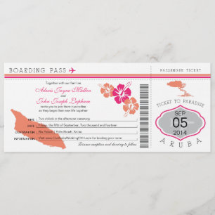 Boarding Pass to Aruba Wedding Invitation