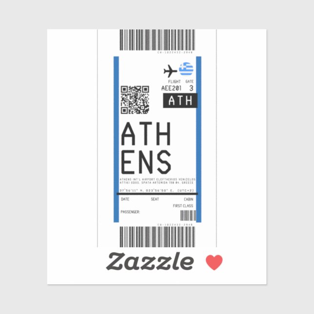 Boarding pass to Athens (ATH) (Sheet)