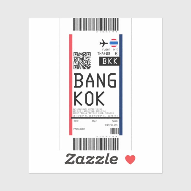 Boarding pass to Bangkok (BKK) (Sheet)