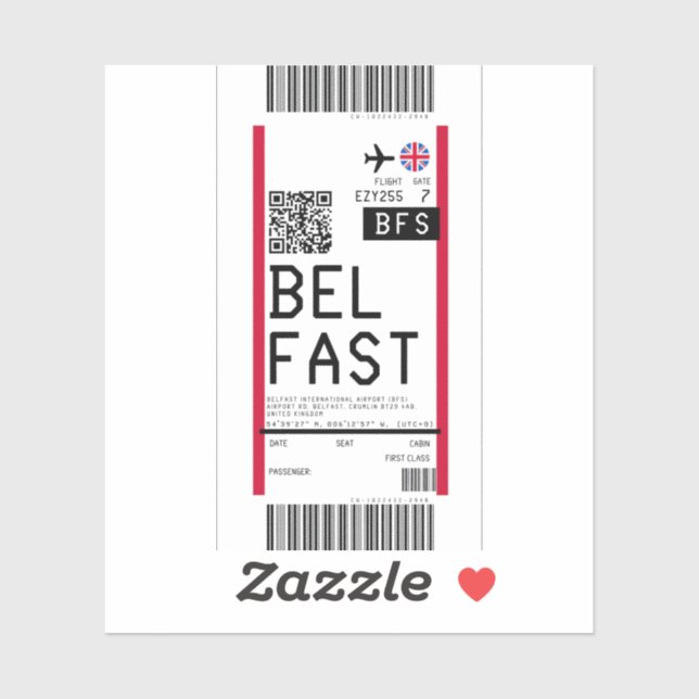 Boarding pass to Belfast (BFS) (Sheet)