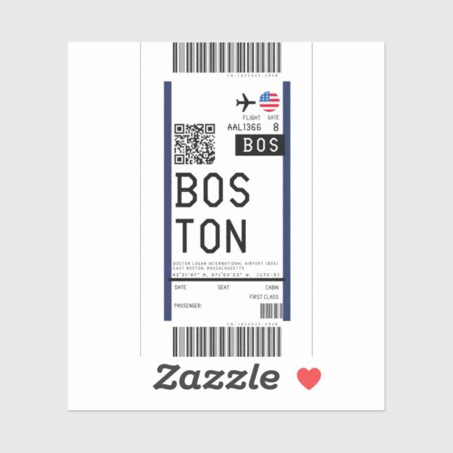 Boarding pass to Boston (BOS) (Sheet)