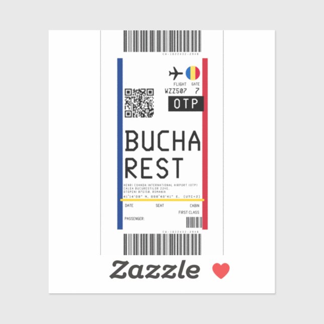 Boarding pass to Bucharest (OTP) (Sheet)
