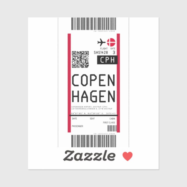 Boarding pass to Copenhagen (CPH) (Sheet)