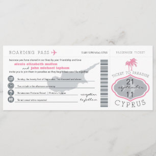 Boarding Pass to Cyprus Wedding Invitation