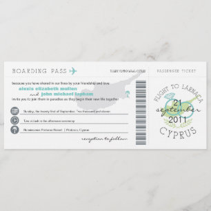 Boarding Pass to Cyprus Wedding Invitation