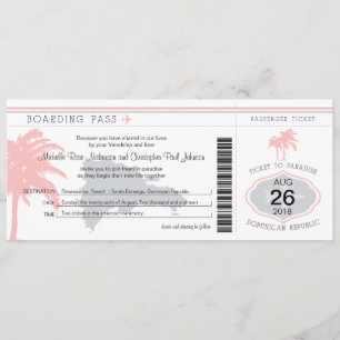 Boarding Pass to Dominican Republic Wedding Invitation