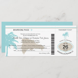 Boarding Pass to Dominican Republic Wedding Invitation